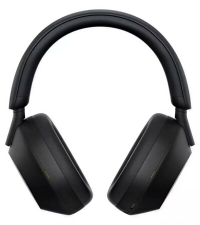Sony WH-1000XM5 black wireless headphones on a white background