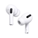 Apple AirPods Pro 2nd generation earbuds with USB-C MagSafe charging case on a white background.