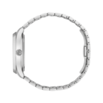 Gucci G-Timeless MultiBee watch with 38mm silver sun-brushed dial and stainless steel bracelet.