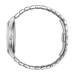 Gucci G-Timeless 38mm men's watch with black dial featuring bee and star motifs on a stainless steel bracelet.