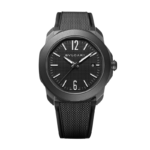 Bvlgari Octo Roma Automatic 41mm black DLC steel watch with Clous de Paris dial.