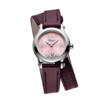 Chopard Happy Sport women's watch with pink dial and floating diamonds