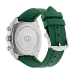Men's Gucci Interlocking watch with green dial and green rubber strap