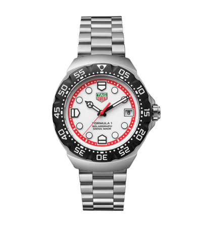 TAG Heuer Formula 1 Solargraph 38mm steel watch with white opalin dial