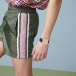 Gucci 25H unisex watch with golden dial and blue leather strap