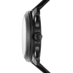 Bvlgari Octo Roma Chronograph watch with black 42mm dial and rubber strap.