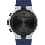 Bvlgari Aluminium 41mm chronograph watch with blue rubber strap and blue dial