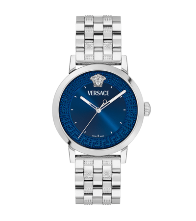Versace Albireo VE0T00325 men's watch with blue sunray dial and stainless steel bracelet