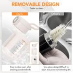 Handheld portable milk warmer with LCD temperature display and glass body