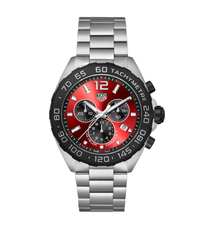 TAG Heuer Formula 1 Men's Watch with Red Sunray Dial and Steel Bracelet
