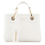 Emporio Armani Small MyEA Shopper Bag with Deer Print – White