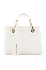 Emporio Armani Small MyEA Shopper Bag with Deer Print – White