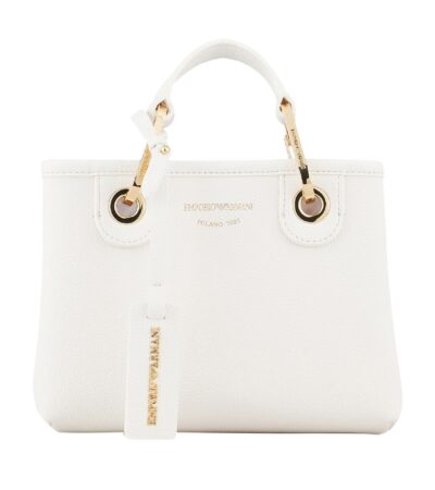 Emporio Armani Small MyEA Shopper Bag with Deer Print – White