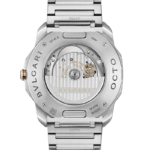 Bvlgari Octo Roma watch with 18K rose gold bezel and blue Clous de Paris dial