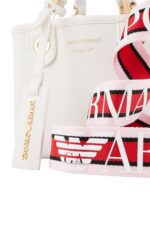 Emporio Armani Small MyEA Shopper Bag with Deer Print – White