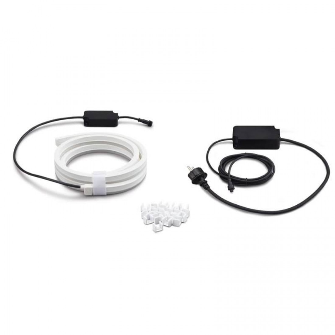 Philips Hue 5-metre outdoor light strip installed along a garden fence