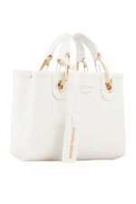Emporio Armani Small MyEA Shopper Bag with Deer Print – White