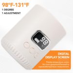 Handheld portable milk warmer with LCD temperature display and glass body