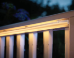 Philips Hue 5-metre outdoor light strip installed along a garden fence