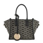 Emporio Armani Small All-Over Monogram Print Shopper Bag – Black Designer Tote