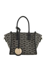 Emporio Armani Small All-Over Monogram Print Shopper Bag – Black Designer Tote