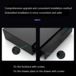 Internal smart safe drawer showing fingerprint scanner and digital keypad