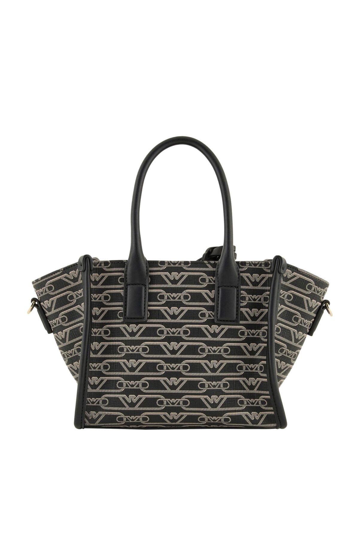 Emporio Armani Small All-Over Monogram Print Shopper Bag – Black Designer Tote