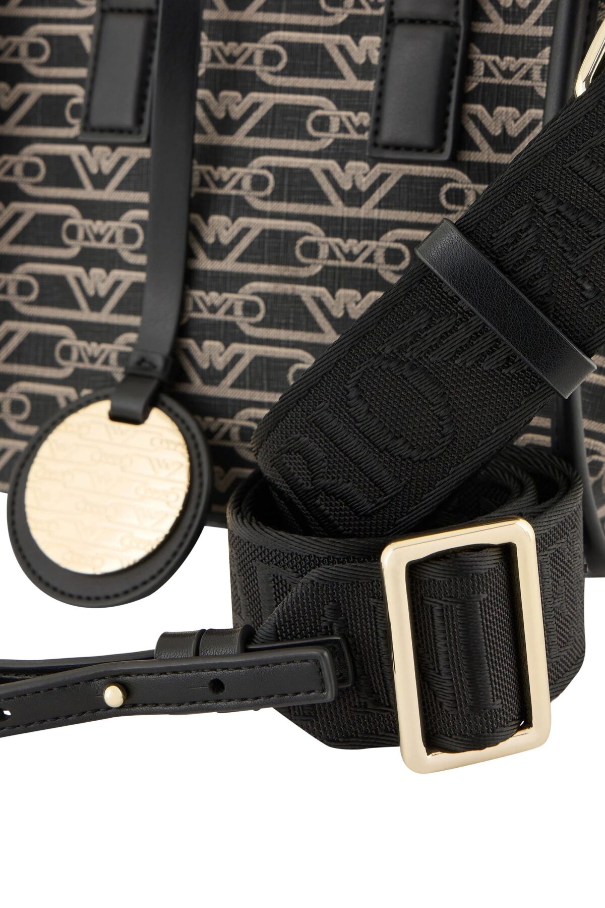 Emporio Armani Small All-Over Monogram Print Shopper Bag – Black Designer Tote