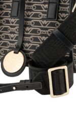 Emporio Armani Small All-Over Monogram Print Shopper Bag – Black Designer Tote