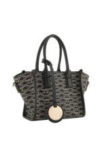 Emporio Armani Small All-Over Monogram Print Shopper Bag – Black Designer Tote