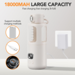 Handheld portable milk warmer with LCD temperature display and glass body