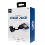 EQ 4 in 1 Magnetic Wireless Charging Pad EQ-W405 in Black charging a phone, watch, and earbuds.