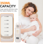 Handheld portable milk warmer with LCD temperature display and glass body