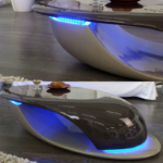 Modern oval fibreglass coffee table suitable for hotel lobbies, office receptions, and home furniture.