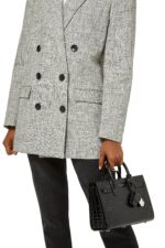 Saint Laurent Sac de Jour Nano Crocodile Embossed Leather Bag – Black