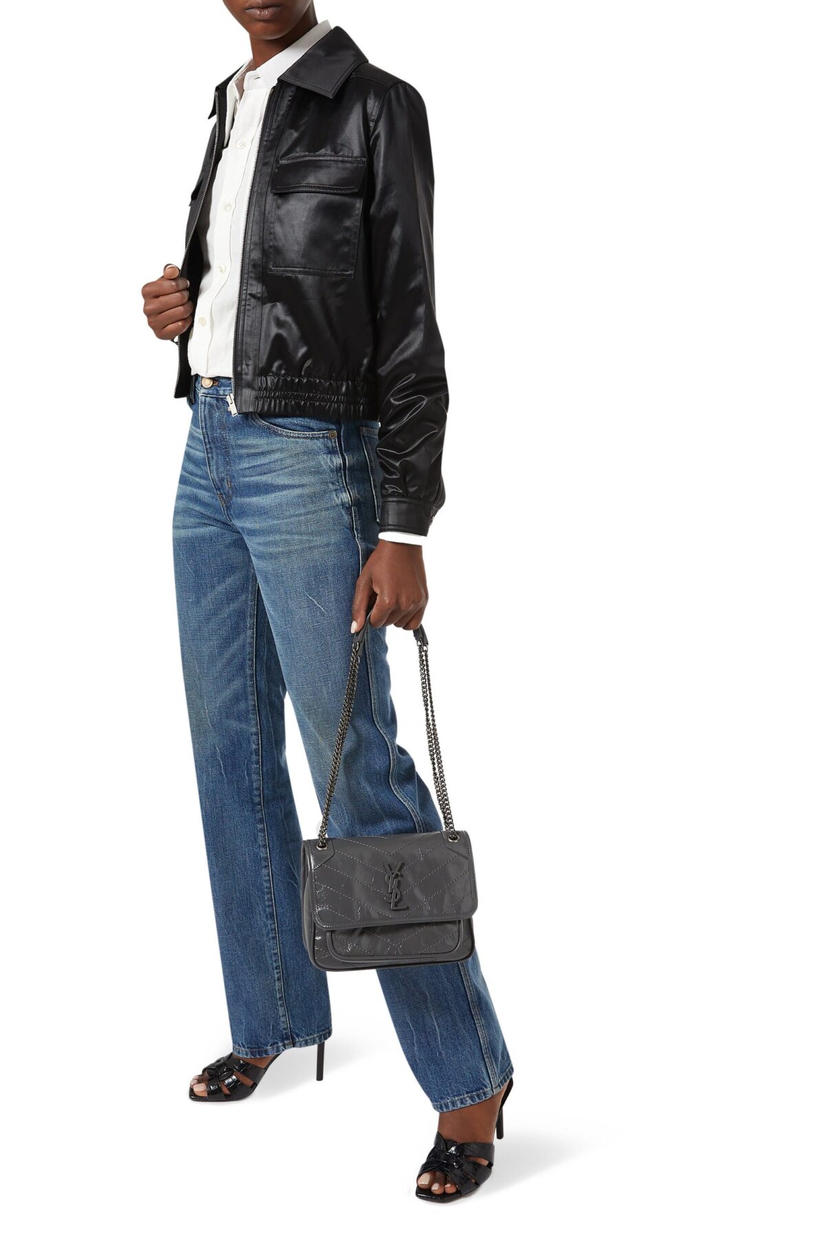 Saint Laurent Niki Baby Shoulder Bag – Grey