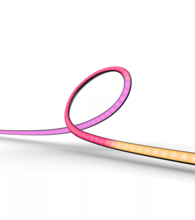 Philips Hue Play Gradient Lightstrip mounted on the back of a 75-inch television