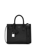 Saint Laurent Sac de Jour Nano Crocodile Embossed Leather Bag – Black