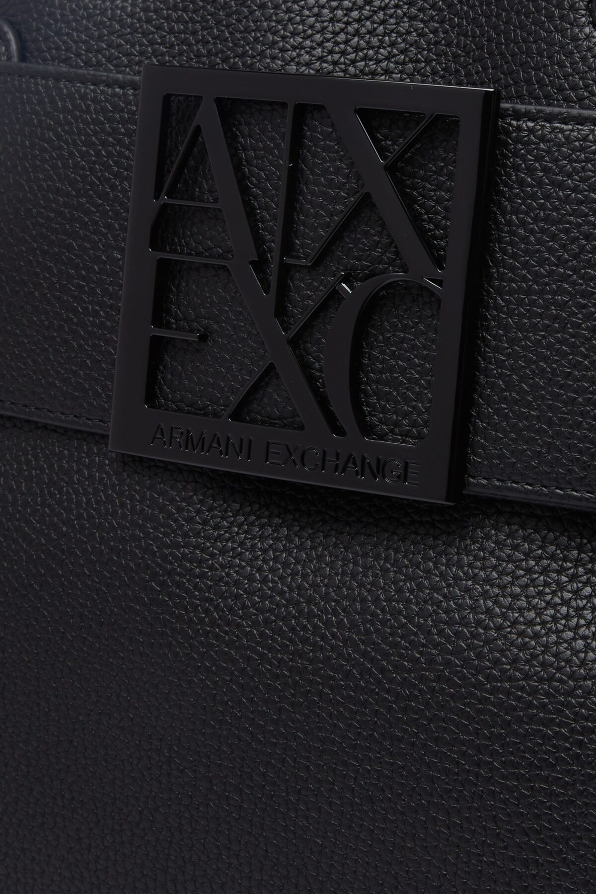 Armani Exchange ASV Logo Detail Large Shoulder Bag – Black Designer Satchel