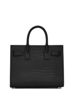 Saint Laurent Sac de Jour Nano Crocodile Embossed Leather Bag – Black