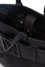 Armani Exchange ASV Logo Detail Large Shoulder Bag – Black Designer Satchel