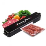 Black automatic vacuum sealer machine for food preservation with sealing bags