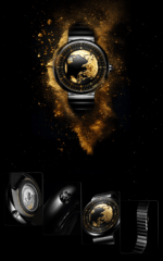 CIGA Design Blue Planet II Gilded Age watch with 24K gold earth dial and ceramic case