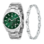 Maserati Men Attrazione Watch with Green Dial and Silver Stainless Steel Bracelet