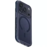 Blue Uniq Combat case for iPhone 17 Pro Max featuring a reflective wrist strap and 3-tier protective layers.