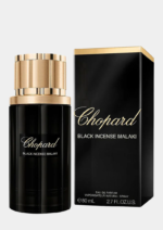 Front view of Chopard Black Incense Malaki Eau De Parfum 80ml bottle with dark cap.