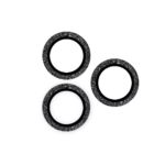Black diamond-textured camera lens protector rings for iPhone 15 Pro Max