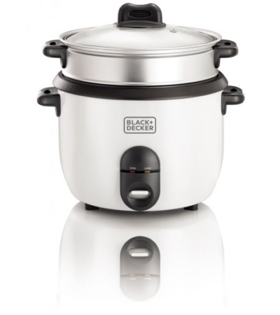 Black + Decker 1.8L Rice Cooker with Steaming Tray and Glass Lid