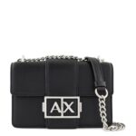 Armani Exchange Metal Logo Shoulder Bag Black with AX Logo