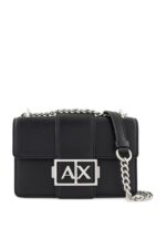Armani Exchange Metal Logo Shoulder Bag Black with AX Logo
